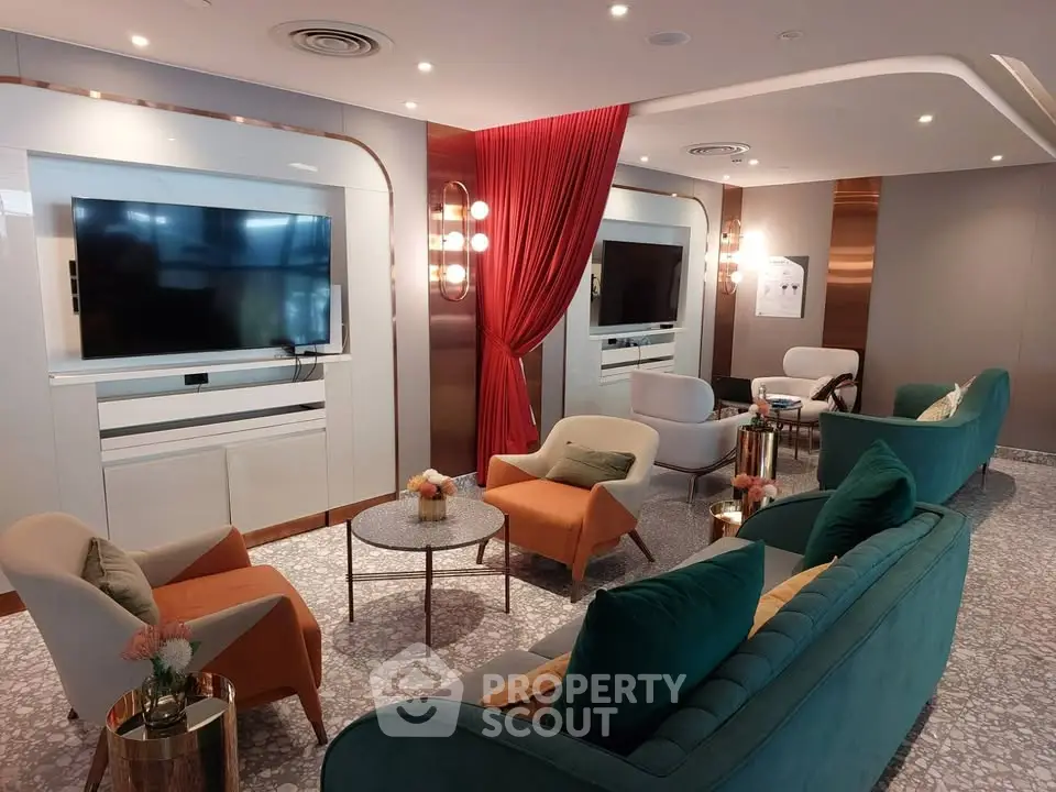 Luxurious modern living room with elegant decor and plush seating, perfect for relaxation and entertainment.