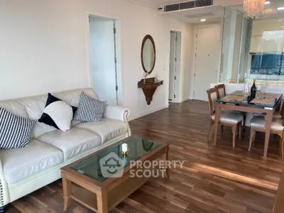 Stylish living room with elegant dining area and modern decor