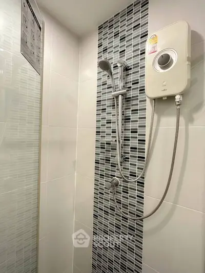 Modern bathroom with sleek shower and stylish tile design