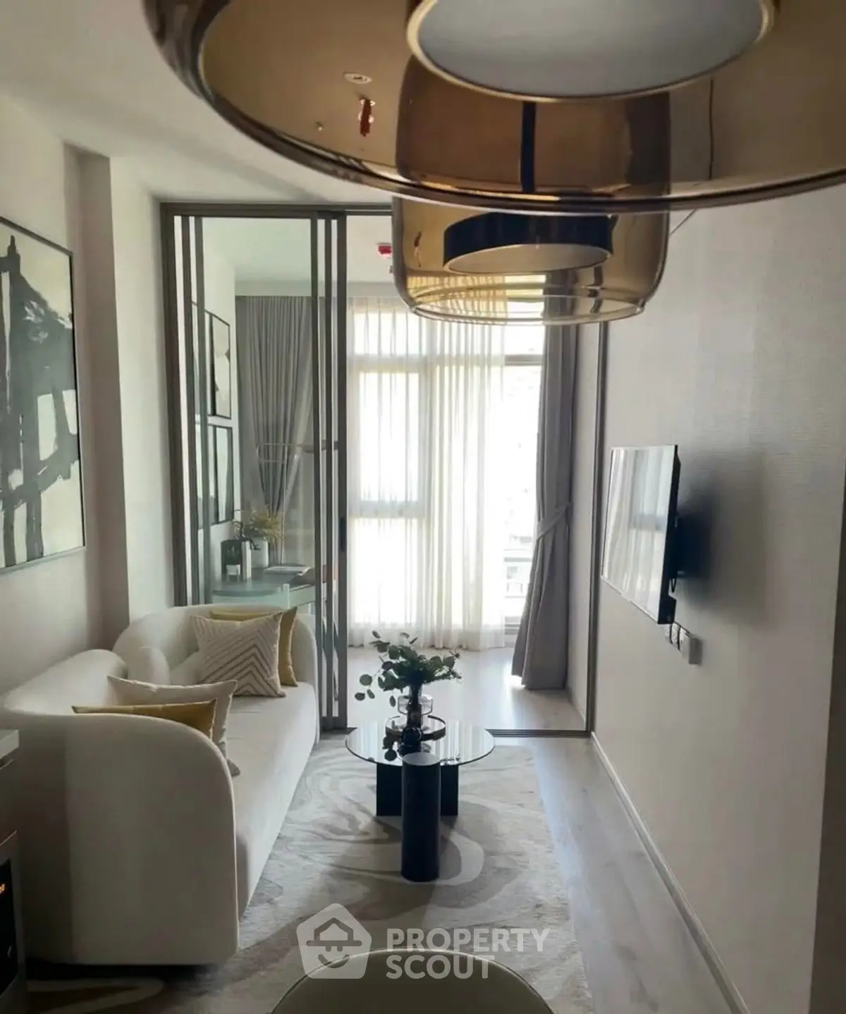 Stylish modern living room with elegant decor and natural light