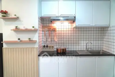 Modern compact kitchen with sleek cabinets and stylish backsplash