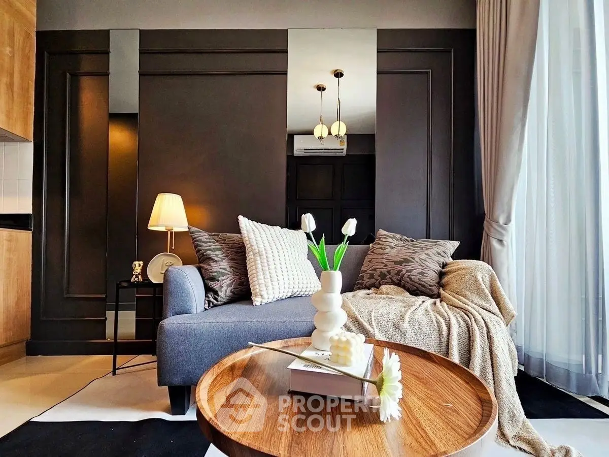 Stylish living room with cozy sofa and elegant decor