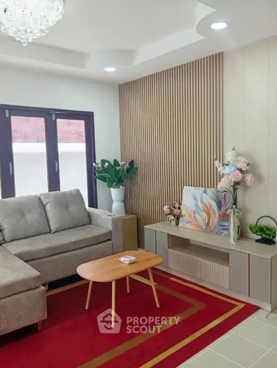 Stylish living room with modern decor and cozy seating area