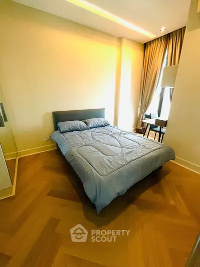 Modern bedroom with stylish decor and cozy ambiance