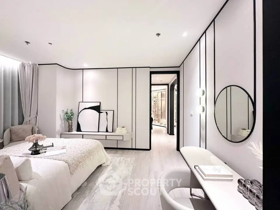 Luxurious modern bedroom with elegant decor and stylish furnishings