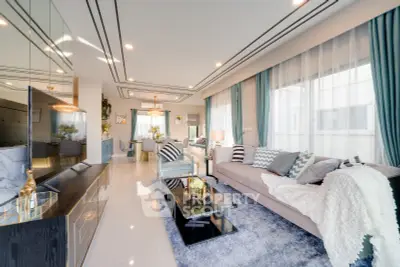Luxurious modern living room with elegant decor and spacious layout