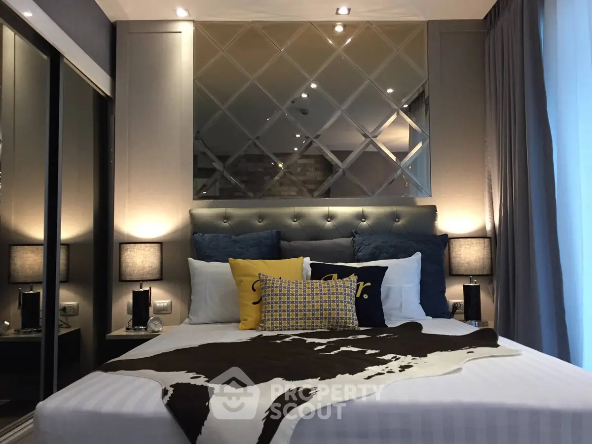 Luxurious bedroom with elegant decor and stylish lighting