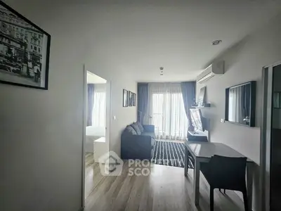 Modern apartment interior with cozy living room and natural light