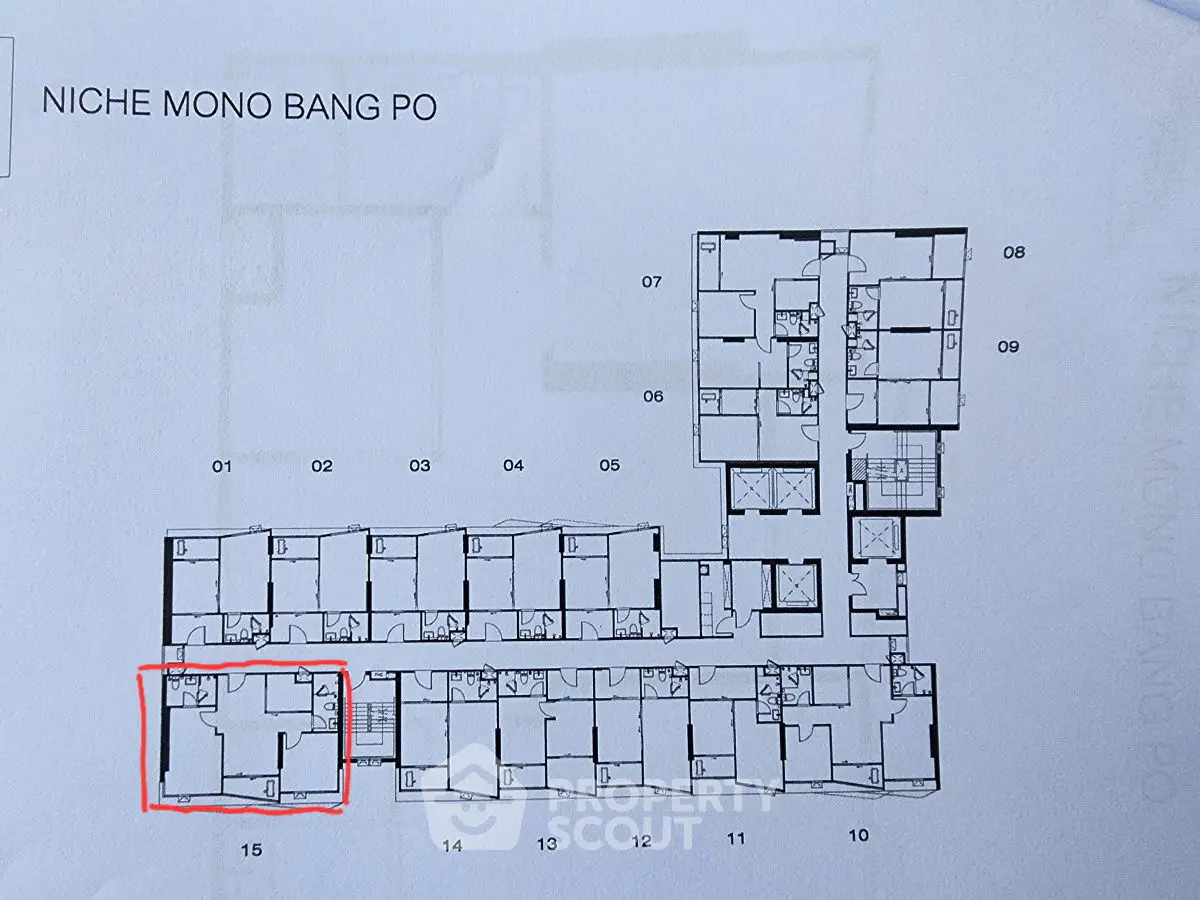 Floor plan of Niche Mono Bang Po showcasing apartment layout with highlighted unit.