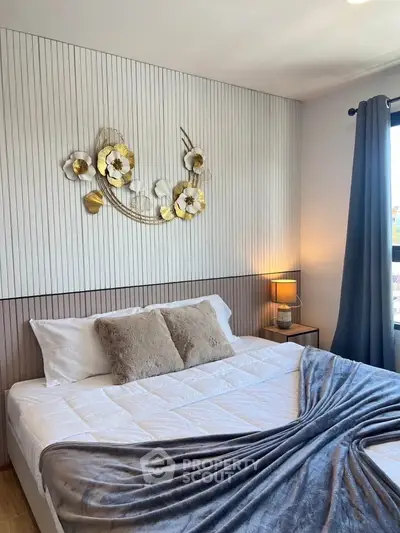 Cozy bedroom with elegant decor and natural light