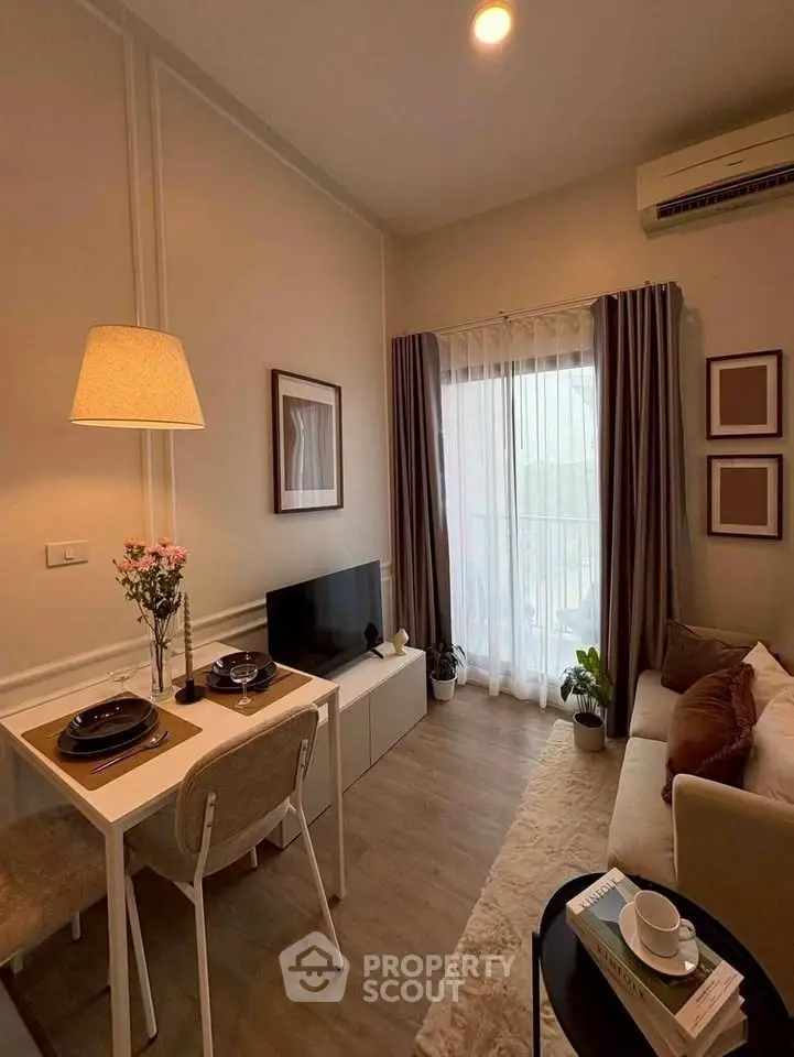 Cozy living room with modern decor and natural light