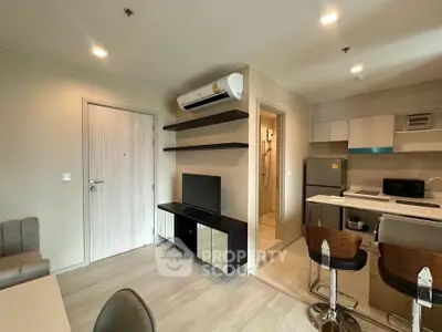 Modern apartment interior with open kitchen and stylish living area