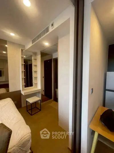 Modern apartment interior with cozy living area and stylish decor