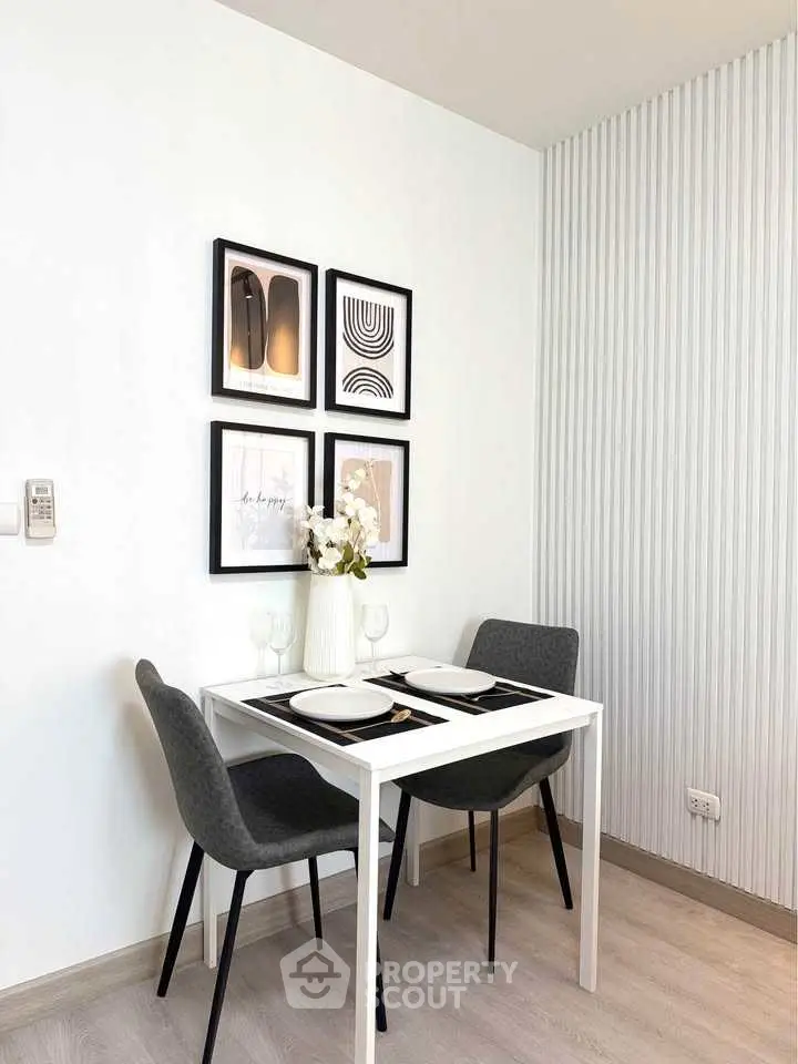 Modern dining nook with stylish decor and minimalist design