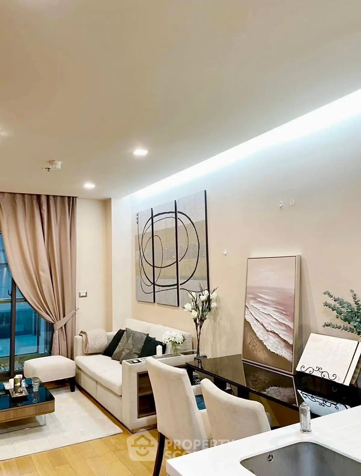 Modern living room with elegant decor and natural light