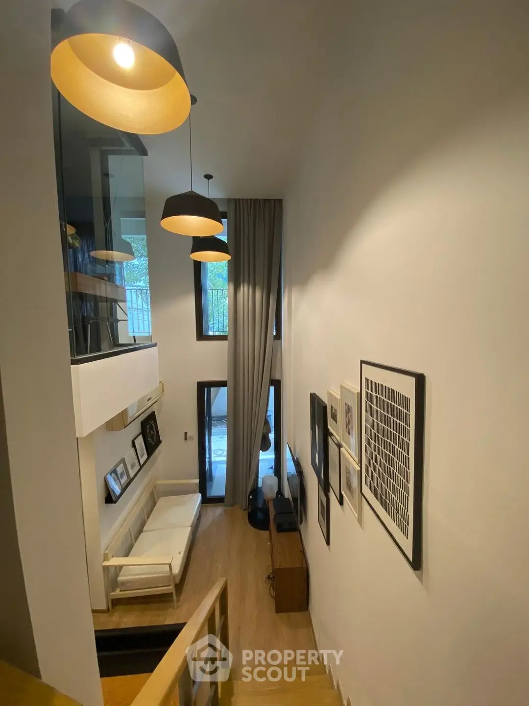 Stunning modern living room with high ceilings and elegant decor