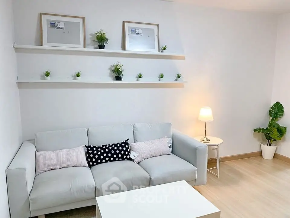 Cozy living room with modern decor and comfortable sofa