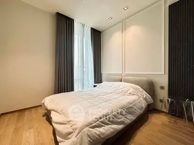 Cozy modern bedroom with elegant decor and natural light