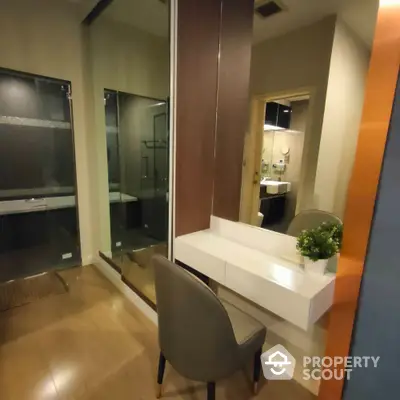 Modern bathroom with sleek vanity and elegant design