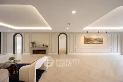 Luxurious modern living room with elegant lighting and stylish decor