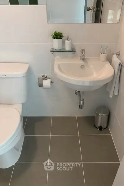 Modern bathroom with sleek fixtures and minimalist design