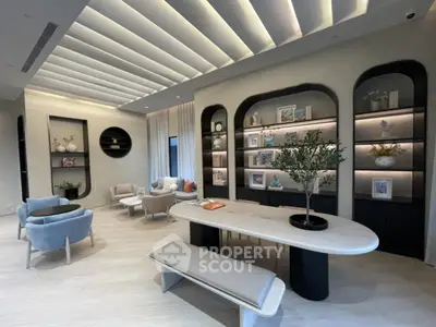 Luxurious modern living room with elegant furniture and ambient lighting