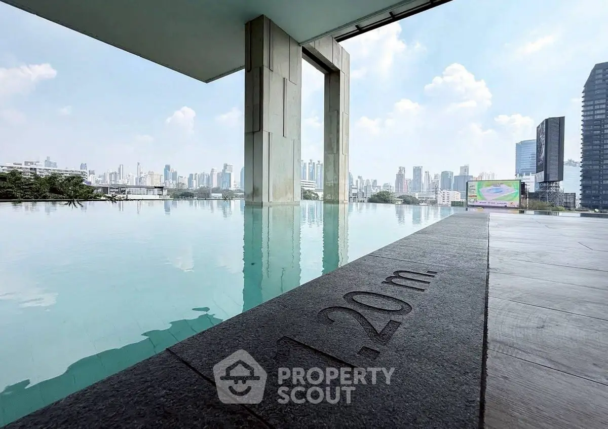 Luxurious rooftop infinity pool with stunning city skyline view