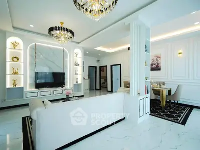 Luxurious modern living room with elegant decor and open layout