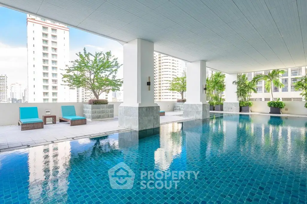 Luxurious rooftop pool with city views and modern design, perfect for relaxation and leisure.