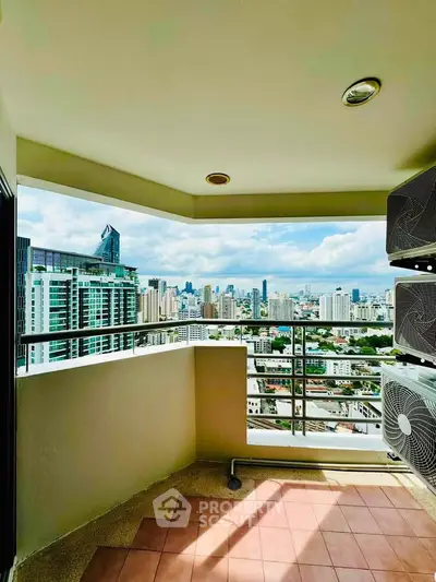Stunning cityscape view from a high-rise balcony, perfect for urban living enthusiasts.