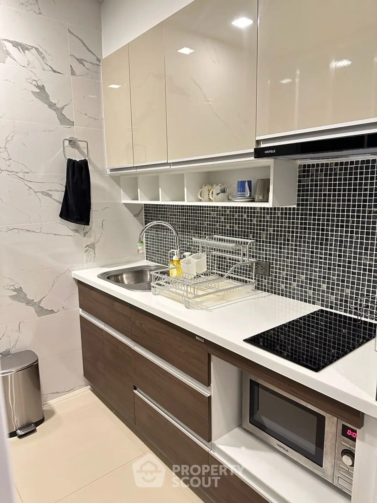 Modern kitchen with sleek cabinetry and built-in appliances