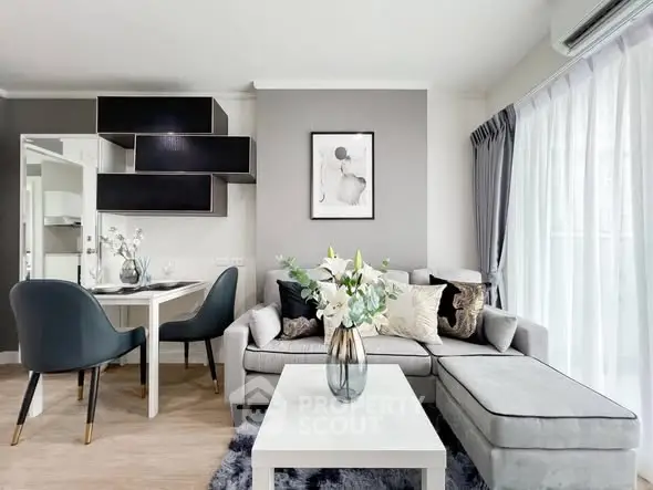 Modern living room with elegant decor and natural light