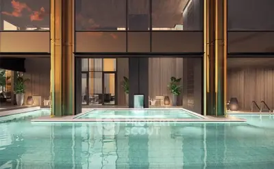 Luxurious modern pool area with sleek design and elegant architecture