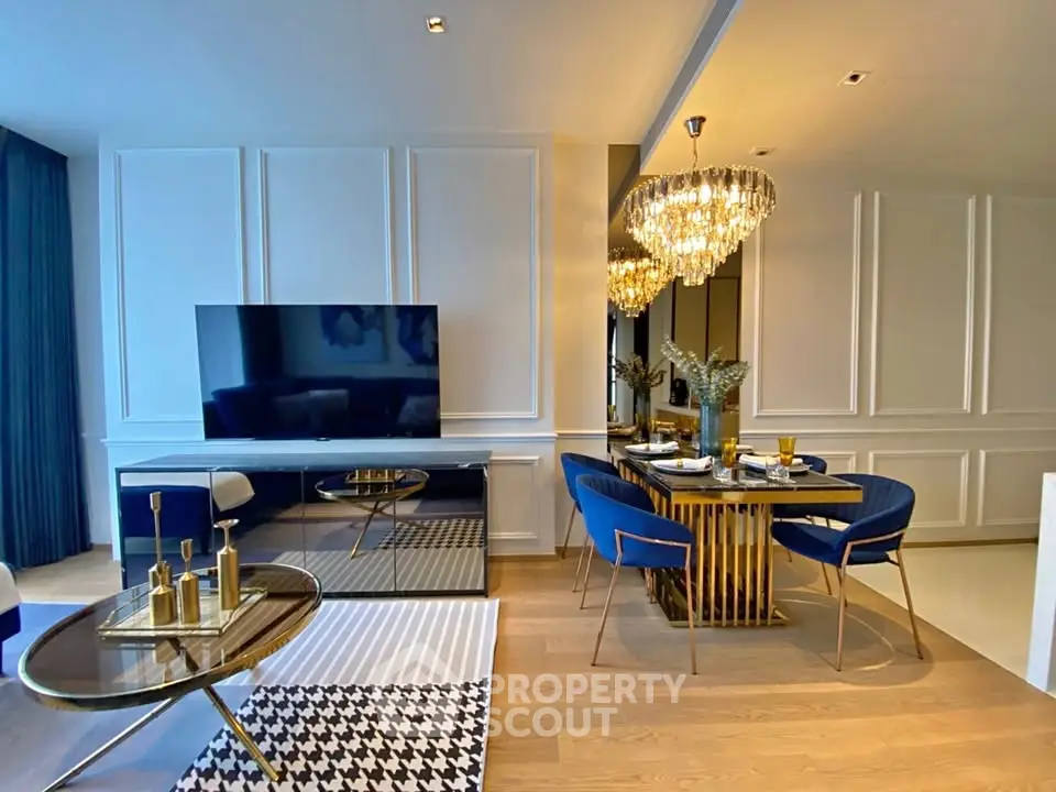 Luxurious modern living room with elegant dining area and stylish decor