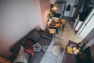 Cozy living room with dining area in modern apartment