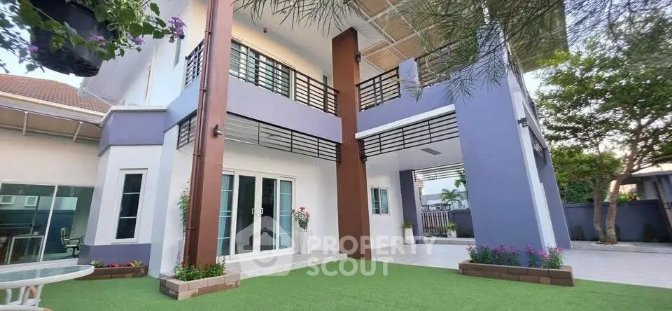 Stunning modern home with spacious outdoor area and elegant architectural design.