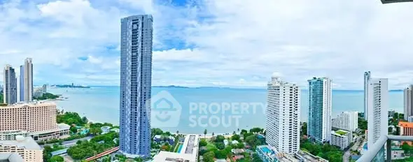 Stunning panoramic ocean view from high-rise building balcony