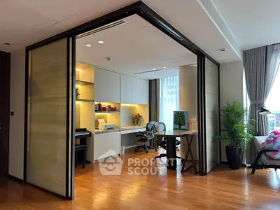 Spacious modern study with elegant decor and natural light