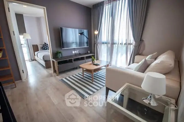 Modern living room with stylish decor and natural light