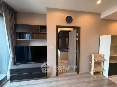 Modern living room with sleek TV unit and stylish decor