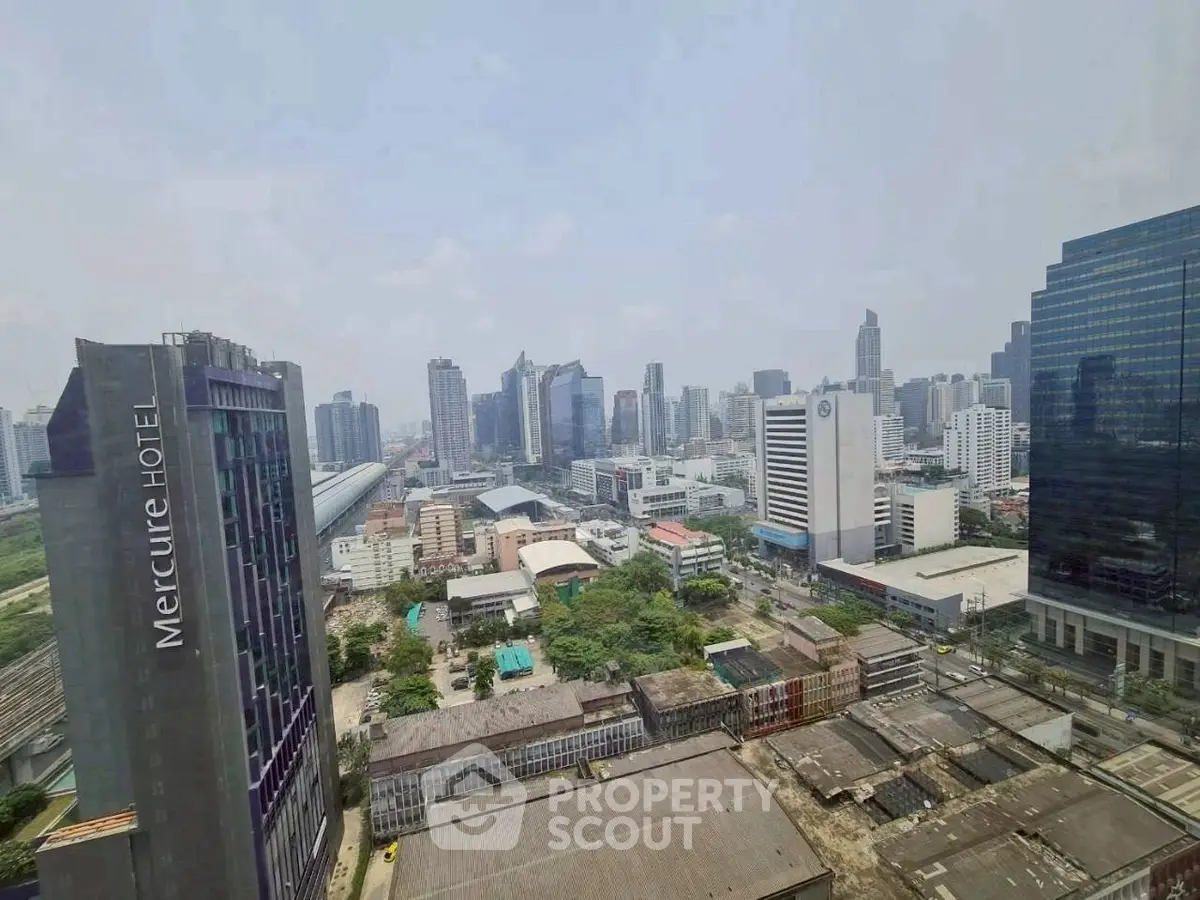 Stunning cityscape view from high-rise building showcasing urban skyline and modern architecture.