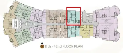 Detailed 8th to 42nd floor plan of a modern residential building with multiple units.