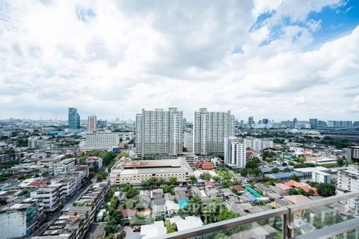 Stunning cityscape view from high-rise balcony with expansive skyline