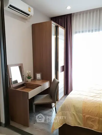 Cozy bedroom with modern furniture and natural light