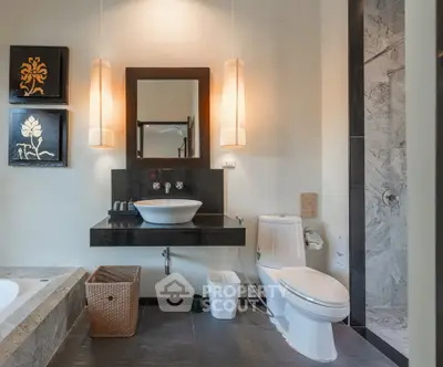 Luxurious modern bathroom with elegant fixtures and stylish decor