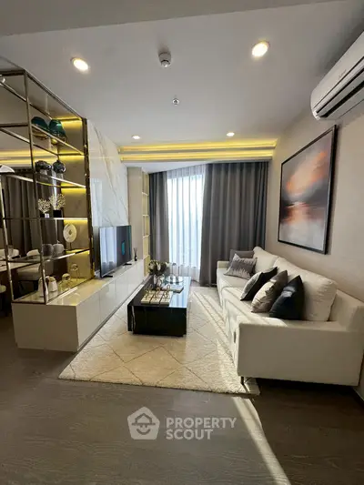 Modern living room with elegant decor and natural light