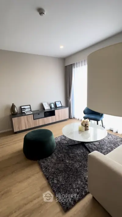 Modern living room with stylish decor and natural light