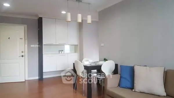 Modern living room with dining area and stylish decor