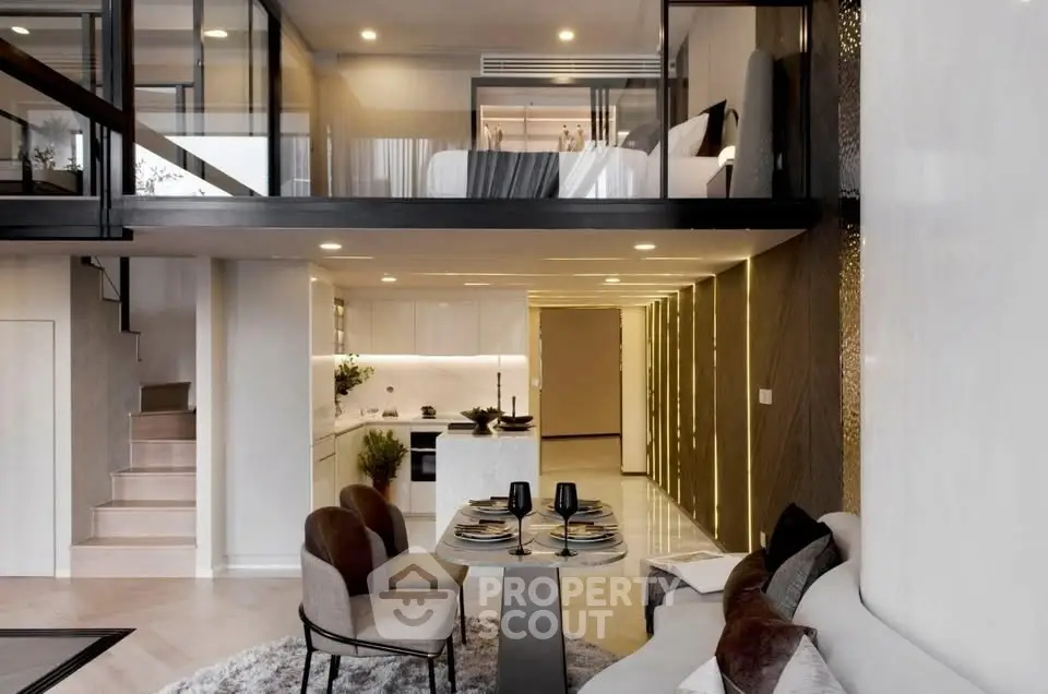 Luxurious modern loft with open living space and stylish decor