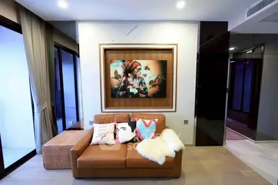 Stylish living room with modern decor and cozy seating area